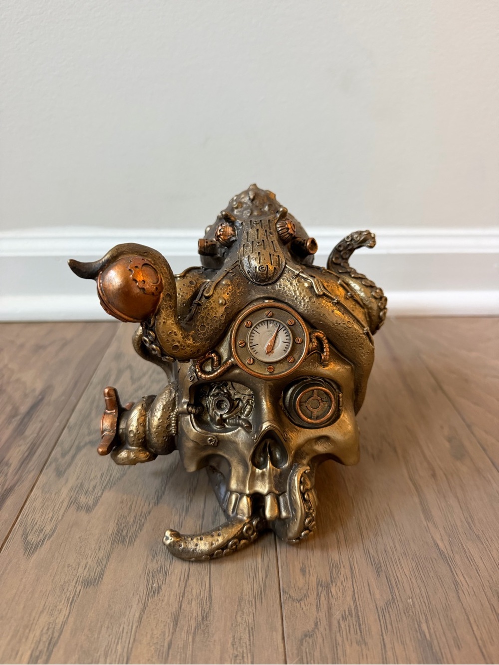 Steampunk Mechanical Octopus Skull Figurine